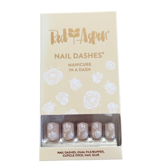 Red Aspen Rosewood Charm Reusable Nail Dashes Floral Design - Picture 1 of 7